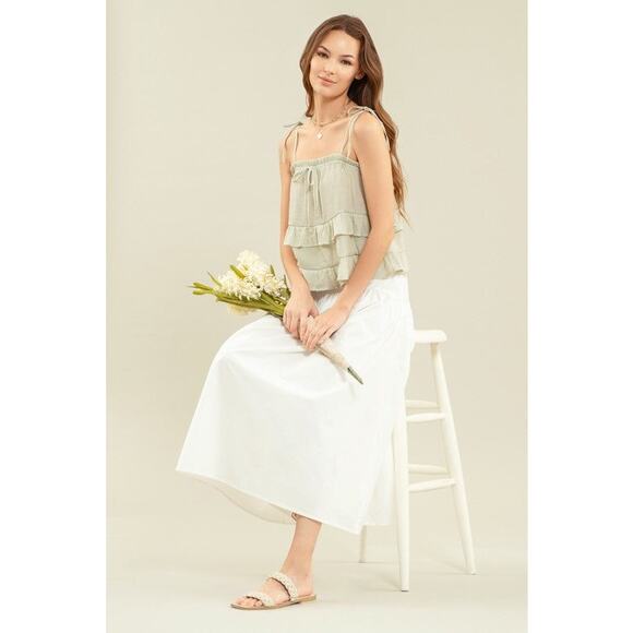 NWT Anthropologie Blu Pepper Light Sage Ruffle Tiered Top Size Large - Picture 3 of 11